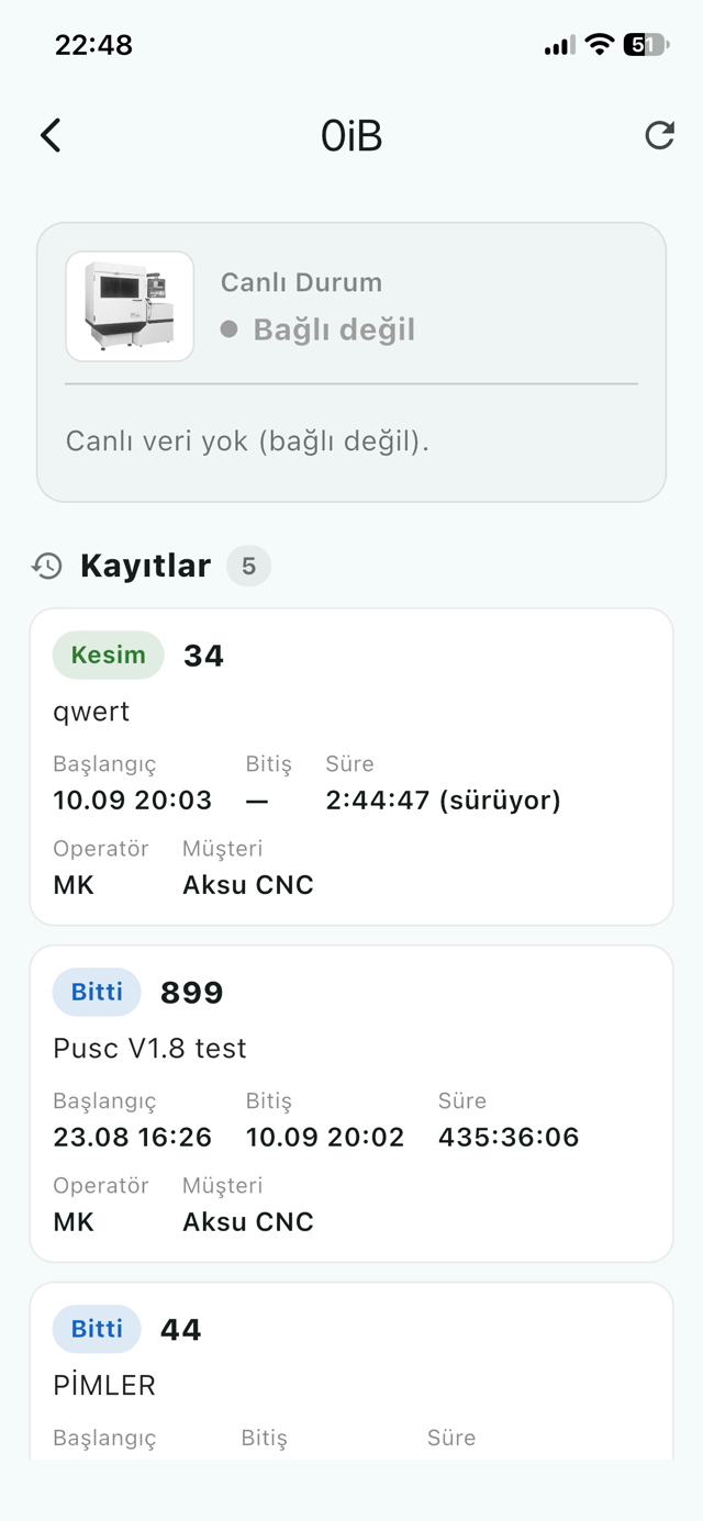 EDMCam Monitor — makine durumu